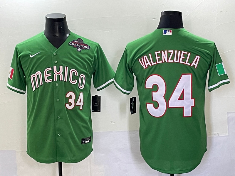 Men 2025 Los Angeles Dodgers 34 Valenzuela green Nike MLB Jersey style 3
